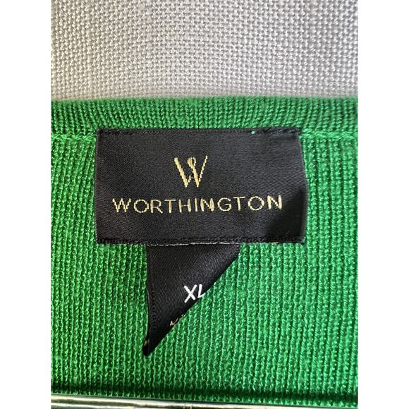 Worthington Light Weigth Sweater Women's XL 3/4 Sleeves Bright Green Classic - Picture 2 of 8